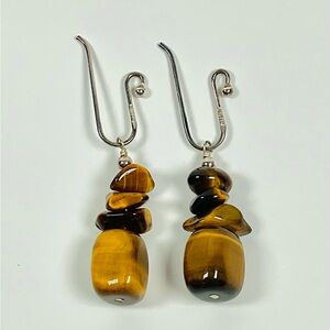 Jay King Brown Tiger's Eye Earrings Sterling Silver